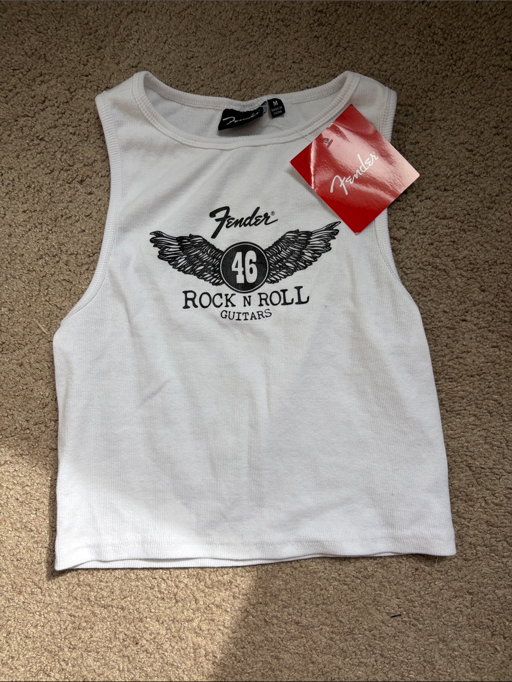 Fender White Rock N Roll Wing Graphic Tank